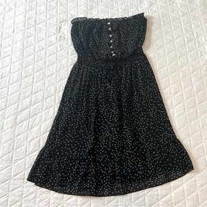 Black White Polka Dot Bandeau Mini Midi Dress